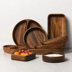 Acacia Wood Tray, Small Kung Fu Tea Tabletop Storage Plate, angled view - House Of Avana