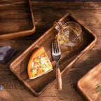 Acacia Wood Tray, Small Kung Fu Tea Tabletop Storage Plate, angled view - House Of Avana