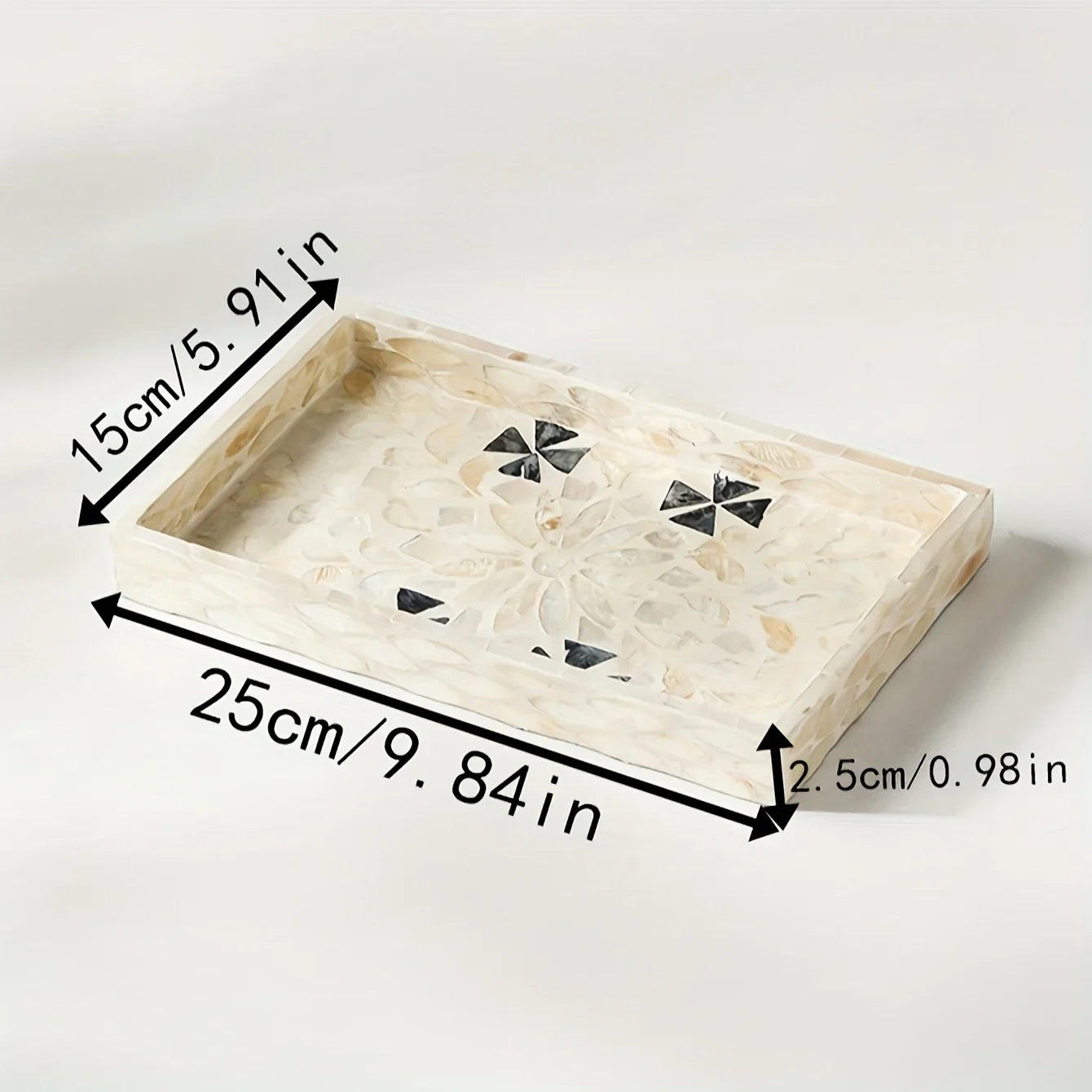 Elegant Rectangular Shell-inlaid Decorative Tray - Handcrafted Melamine Art Deco Design with Colorful... - House Of Avana