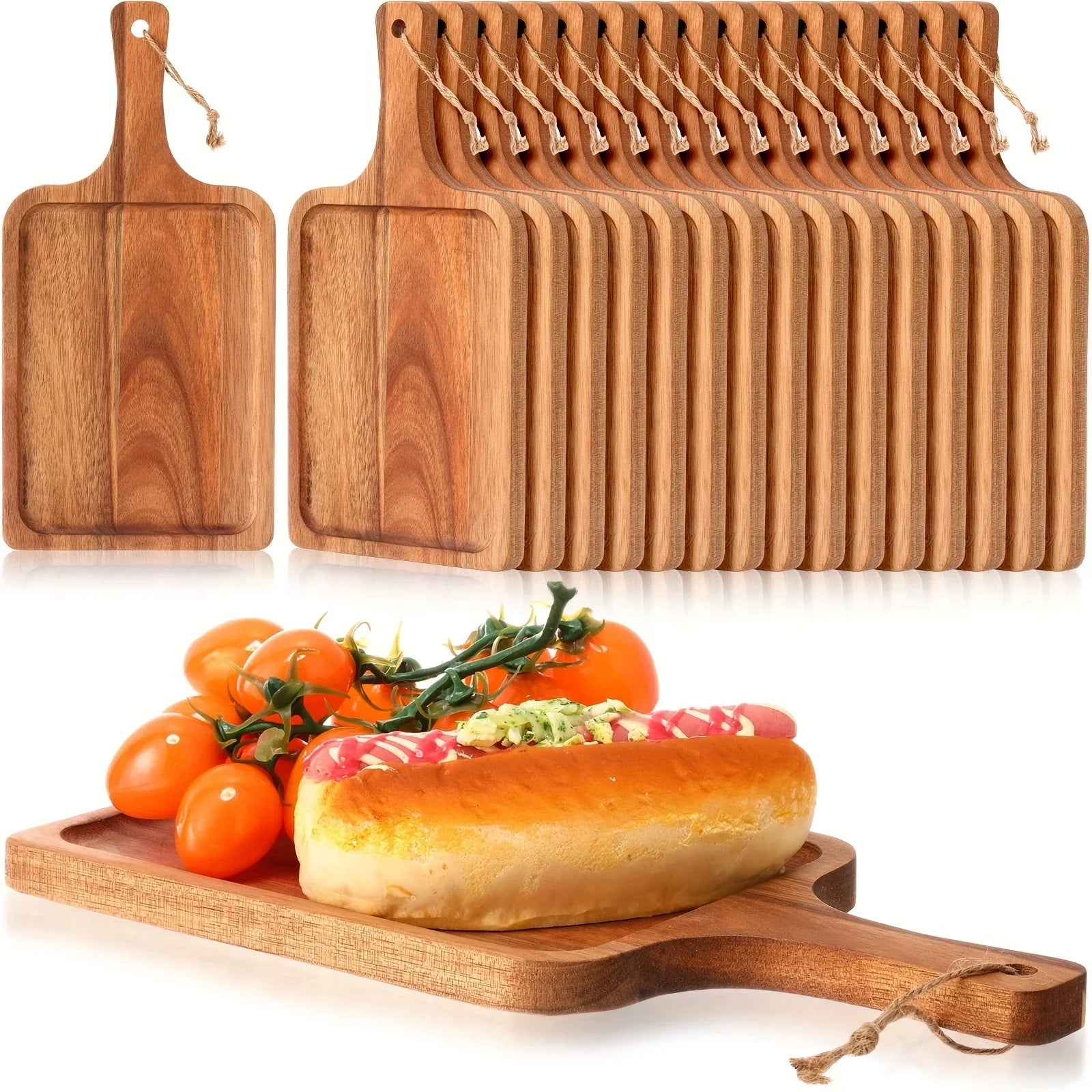 Acacia Wood Cutting Board with Handle, Charcuterie Platter & Serving Tray, front view - House Of Avana