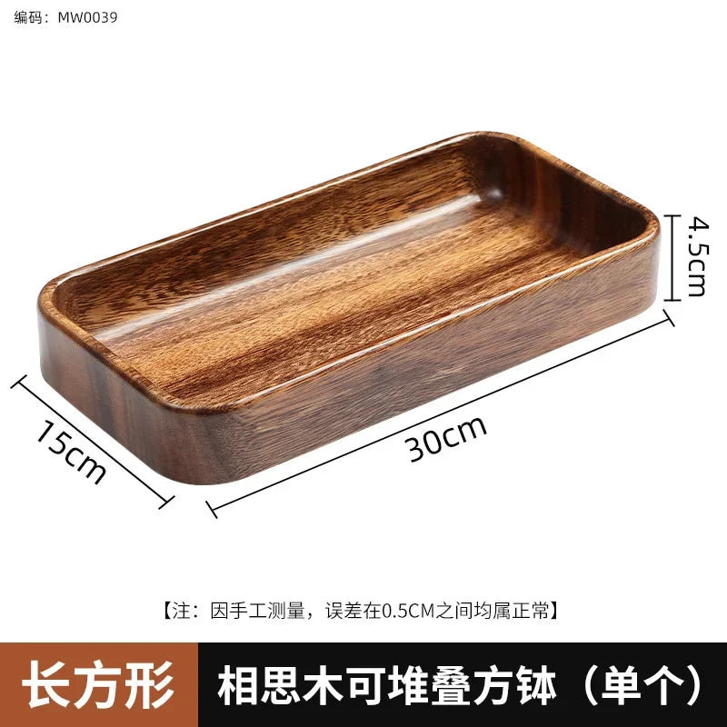 Acacia Wood Tray, Small Kung Fu Tea Tabletop Storage Plate, alternate view - House Of Avana