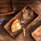 Acacia Wood Tray, Small Kung Fu Tea Tabletop Storage Plate, angled view - House Of Avana