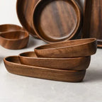 Acacia Wood Tray, Small Kung Fu Tea Tabletop Storage Plate, angled view - House Of Avana