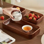 Acacia Wood Tray, Small Kung Fu Tea Tabletop Storage Plate, back view - House Of Avana