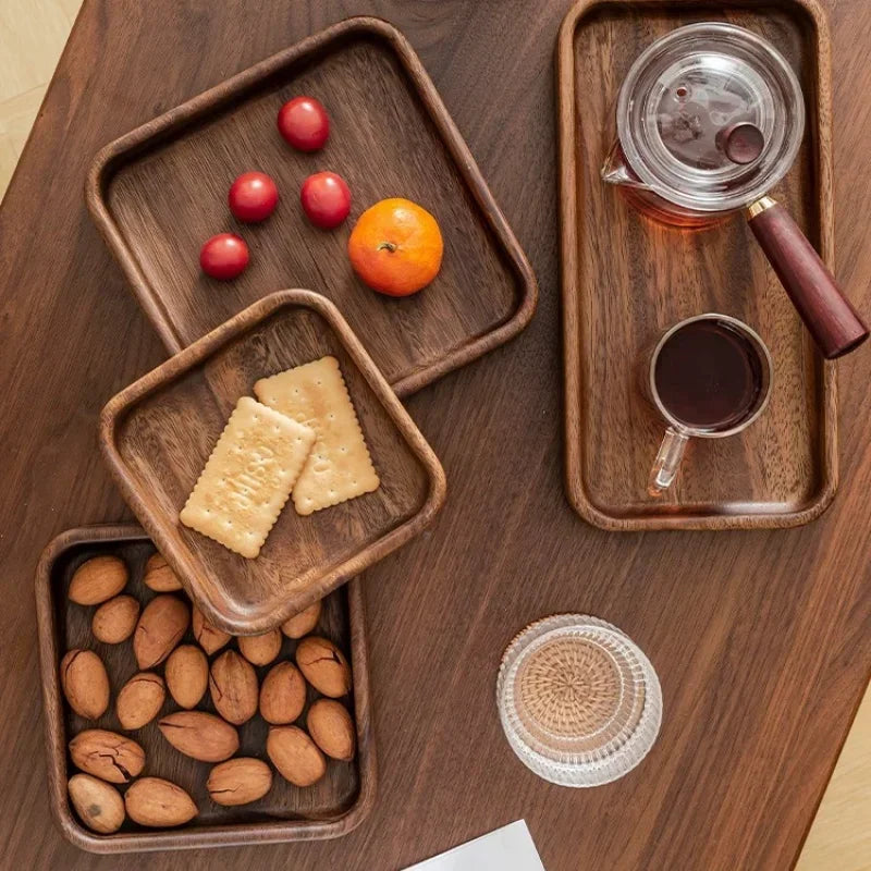 Acacia Wood Tray, Small Kung Fu Tea Tabletop Storage Plate, side view - House Of Avana