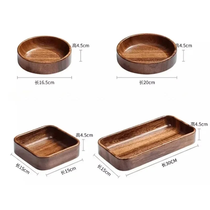 Acacia Wood Tray, Small Kung Fu Tea Tabletop Storage Plate, top view - House Of Avana
