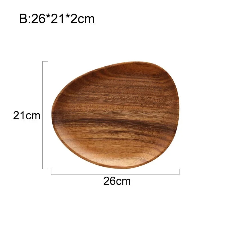 Solid Wood Oval Serving Tray with Irregular Shape for Fruit and Bread, angled view - House Of Avana