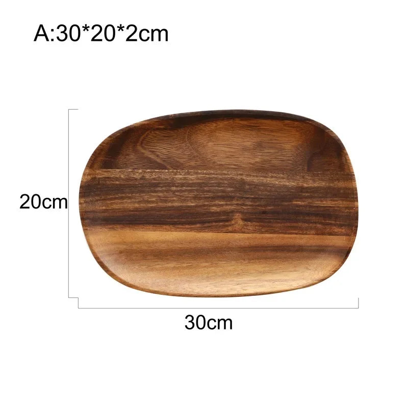 Solid Wood Oval Serving Tray with Irregular Shape for Fruit and Bread, close-up view - House Of Avana