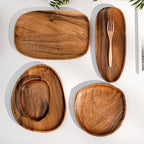 Solid Wood Oval Serving Tray with Irregular Shape for Fruit and Bread, front view - House Of Avana