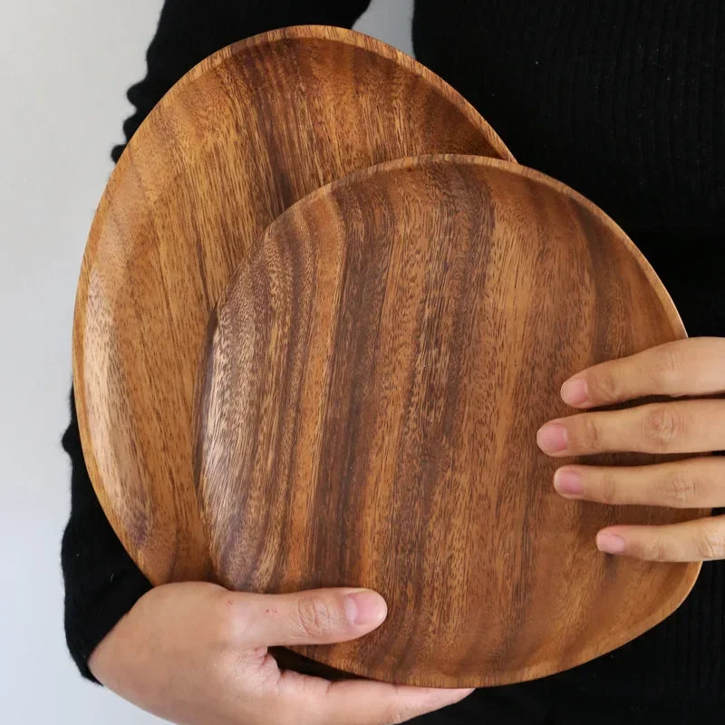 Solid Wood Oval Serving Tray with Irregular Shape for Fruit and Bread, lifestyle image - House Of Avana