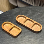 Solid Wood Rectangle Tray with 2/3 Grid for Condiments and Food Serving, alternate view - House Of Avana