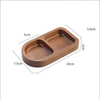 Solid Wood Rectangle Tray with 2/3 Grid for Condiments and Food Serving, dimensions view - House Of Avana