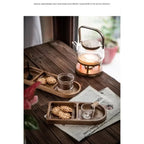 Solid Wood Rectangle Tray with 2/3 Grid for Condiments and Food Serving, top view - House Of Avana