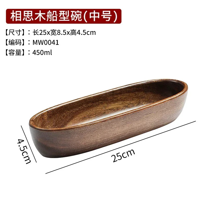 Solid Wood Sushi Plate Tray with Simple Design for Household Snacks and Fruit, texture detail - House Of Avana