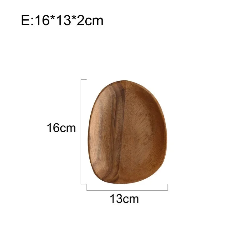 Solid Wood Dinner Plates Irregular Oval Serving Tray Fruit Dishes Dry Fruit Sushi Tea Tray Bread Wooden... - House Of Avana