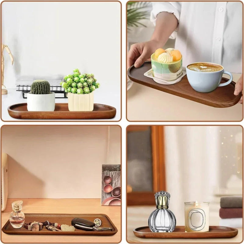 8-piece Wooden Serving Tray 11.5 X Inch (approx 29.9 X 10.5 Cm) Deli Board Oval Wooden Plate Cheese... - House Of Avana