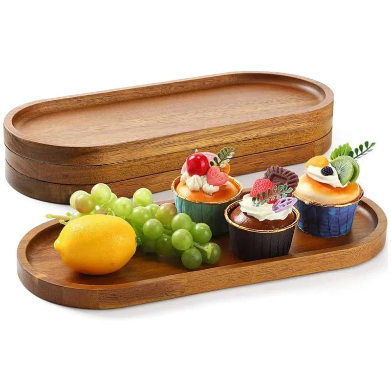 8-piece Wooden Serving Tray 11.5 X Inch (approx 29.9 X 10.5 Cm) Deli Board Oval Wooden Plate Cheese... - House Of Avana