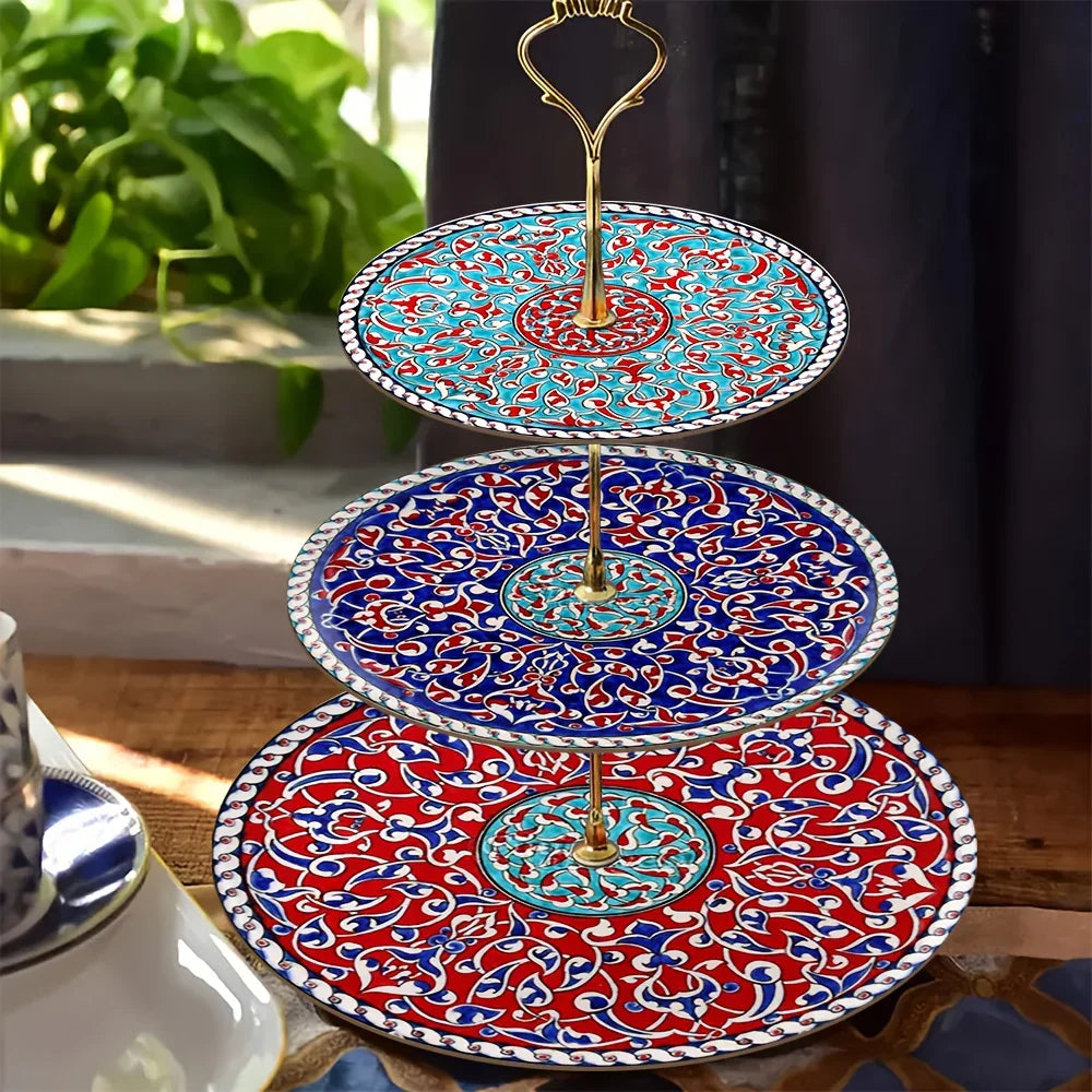 3-layer Wooden Exquisite Display Tray and Display Tray with Turkish Islamic Art Style Design Pattern As... - House Of Avana
