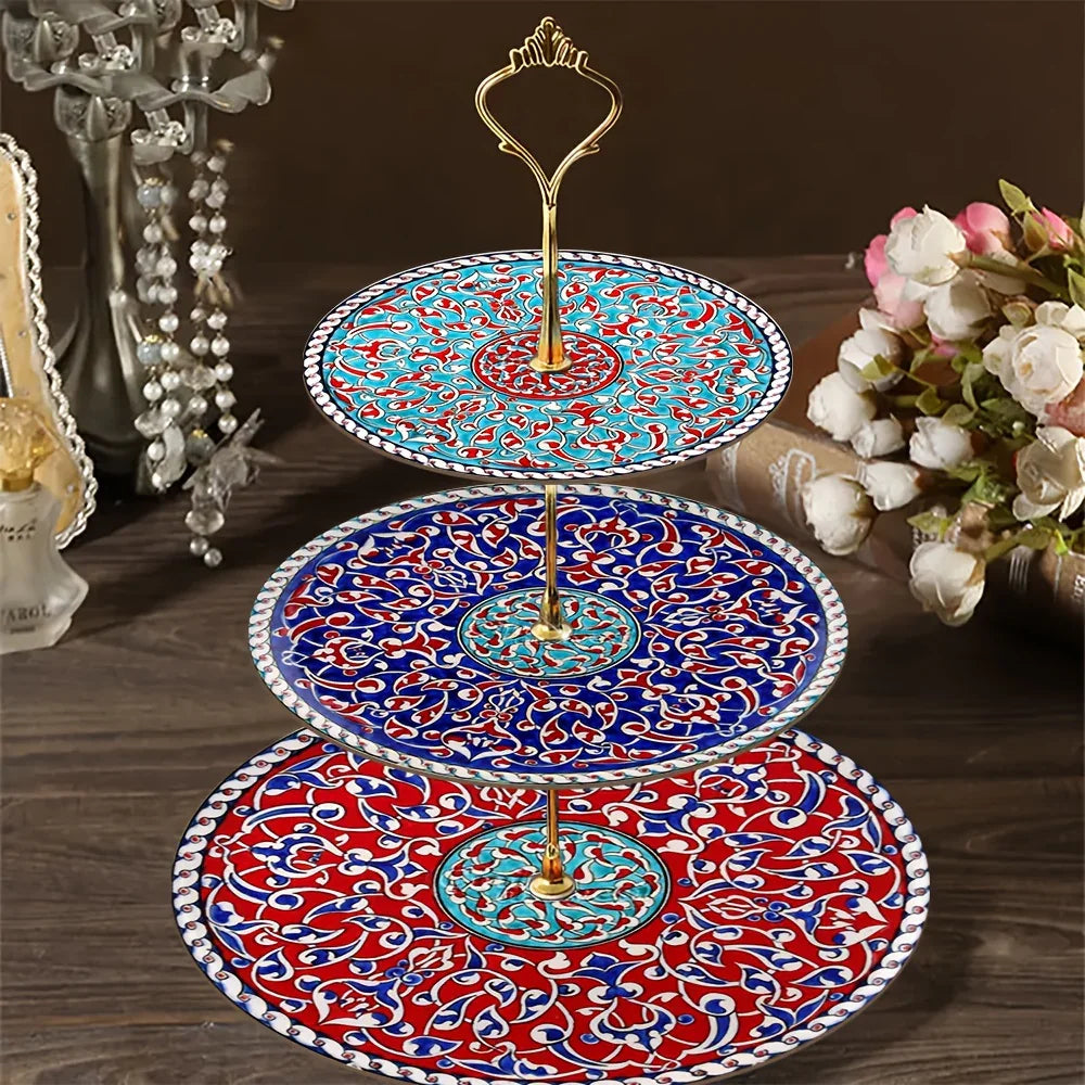 3-layer Wooden Exquisite Display Tray and Display Tray with Turkish Islamic Art Style Design Pattern As... - House Of Avana