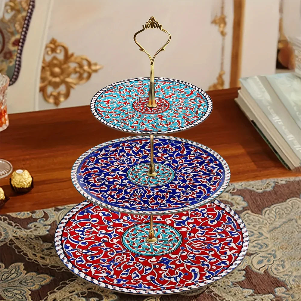 3-layer Wooden Exquisite Display Tray and Display Tray with Turkish Islamic Art Style Design Pattern As... - House Of Avana