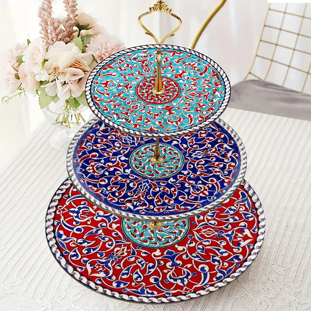3-layer Wooden Exquisite Display Tray and Display Tray with Turkish Islamic Art Style Design Pattern As... - House Of Avana