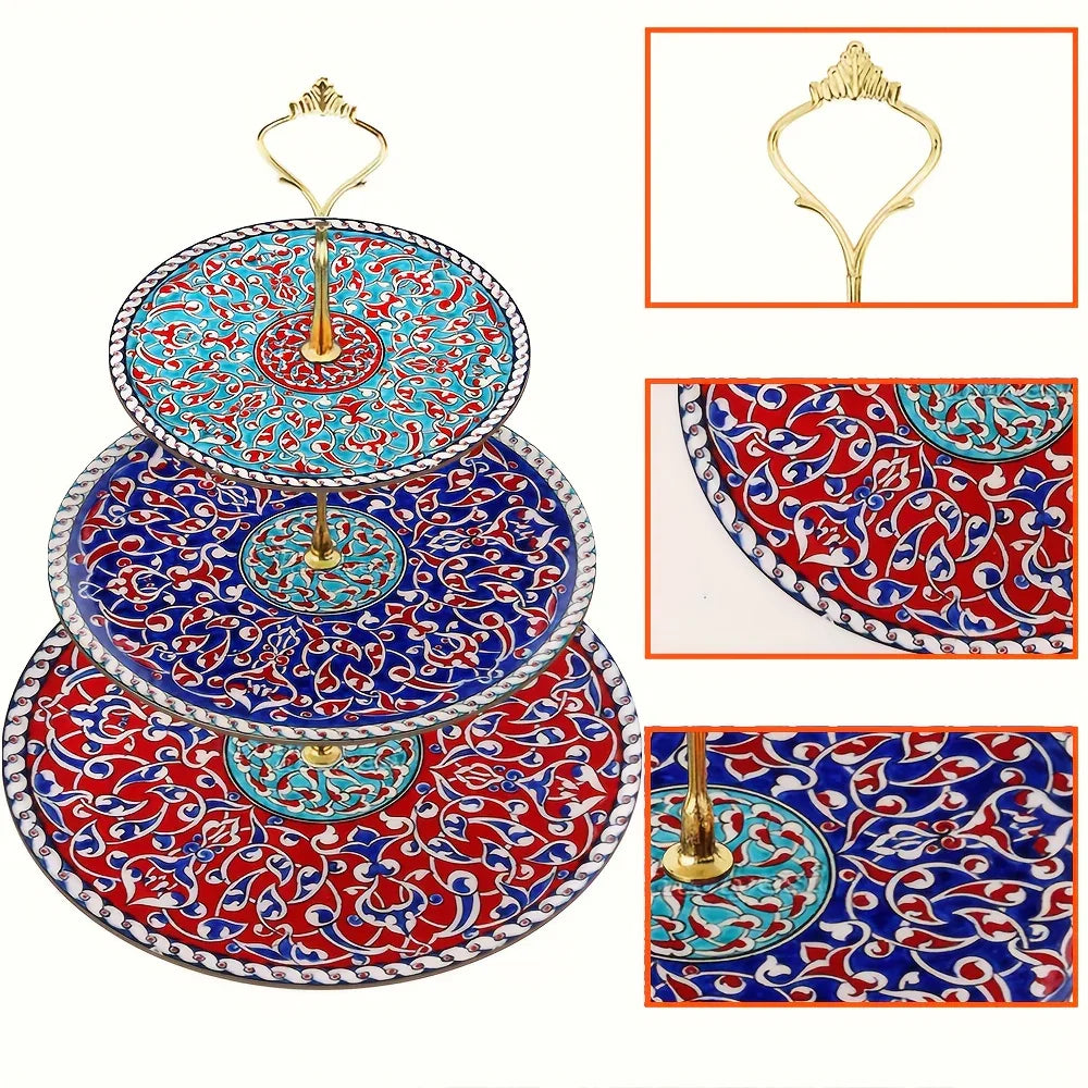 3-layer Wooden Exquisite Display Tray and Display Tray with Turkish Islamic Art Style Design Pattern As... - House Of Avana