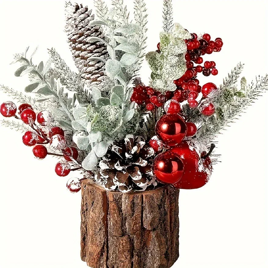 Artificial Pine Tabletop Christmas Tree with Simulation Bark and Realistic Layers - House Of Avana