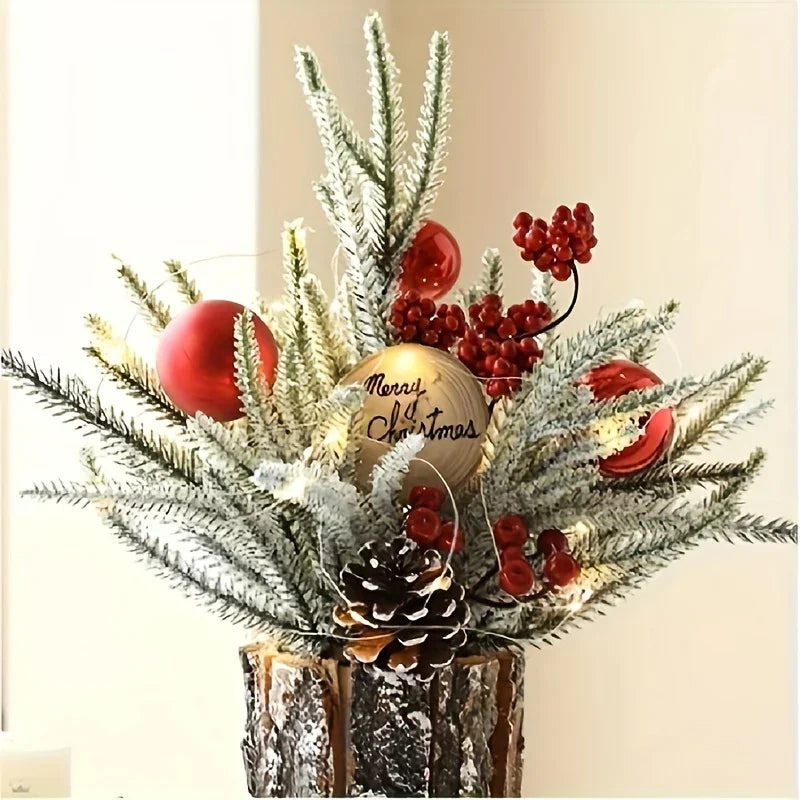 Artificial Pine Tabletop Christmas Tree with Simulation Bark and Realistic Layers - House Of Avana