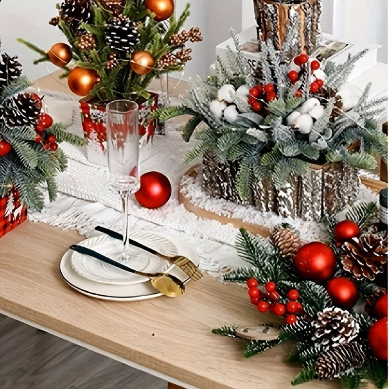 Artificial Pine Tabletop Christmas Tree with Simulation Bark and Realistic Layers - House Of Avana