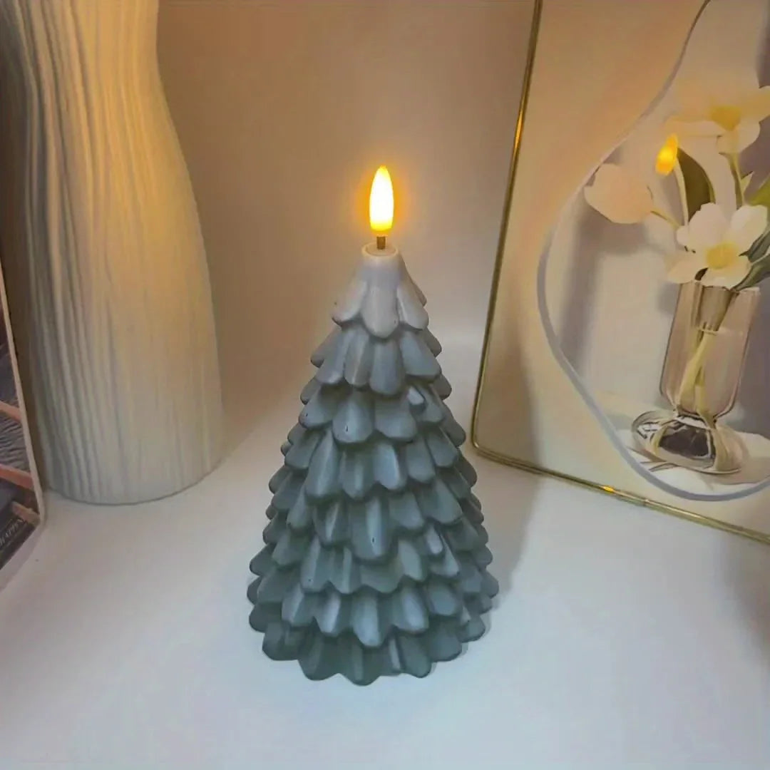 Plastic Christmas Tree Candle Light - Battery-powered with Glittery Finish & Switch Control, angled view - House Of Avana