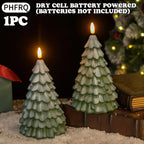 Plastic Christmas Tree Candle Light - Battery-powered with Glittery Finish & Switch Control, angled view - House Of Avana