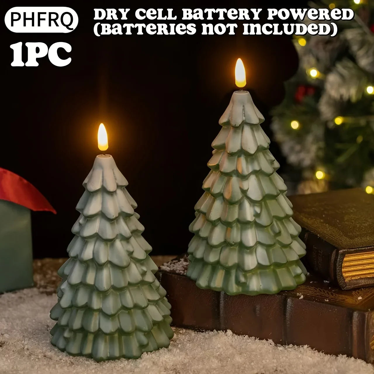 Plastic Christmas Tree Candle Light - Battery-powered with Glittery Finish & Switch Control, angled view - House Of Avana