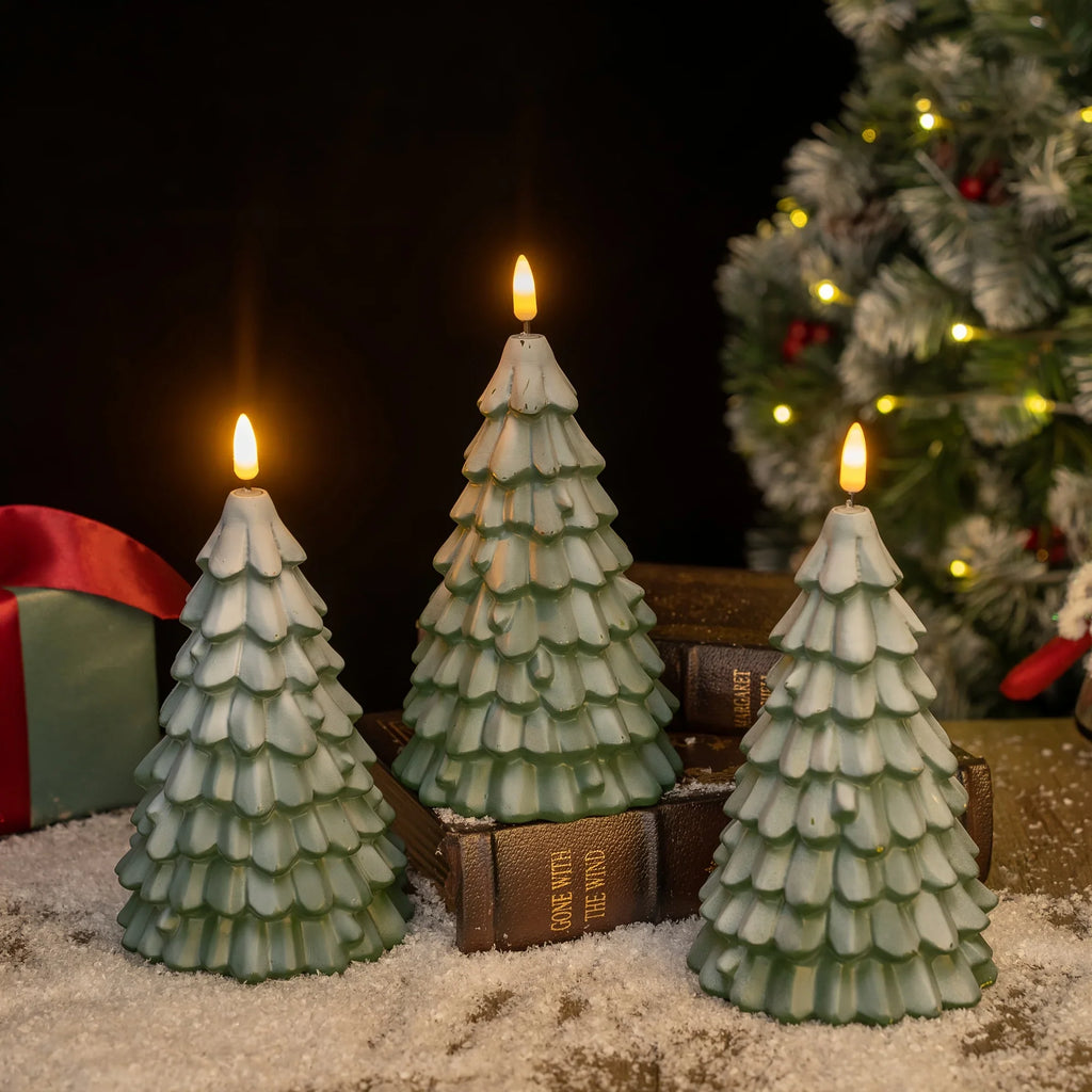 Plastic Christmas Tree Candle Light - Battery-powered with Glittery Finish & Switch Control, front view - House Of Avana