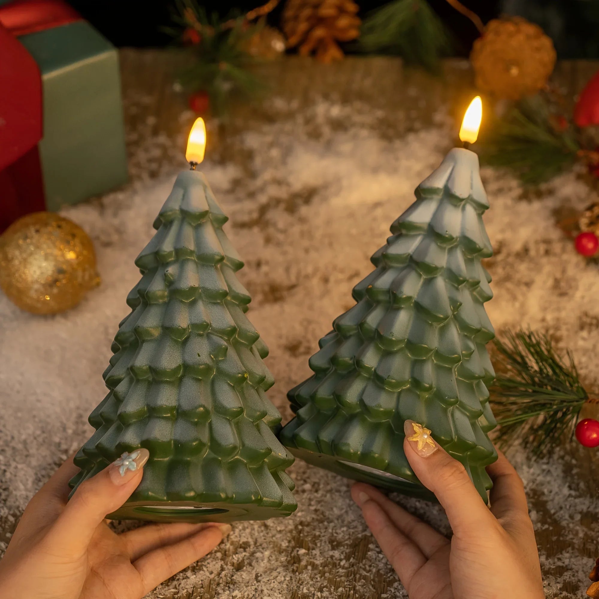 Plastic Christmas Tree Candle Light - Battery-powered with Glittery Finish & Switch Control - House Of Avana