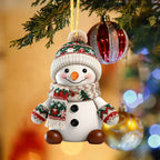 Ceramic Snowman Christmas Tree Ornament Set of 2 - House Of Avana