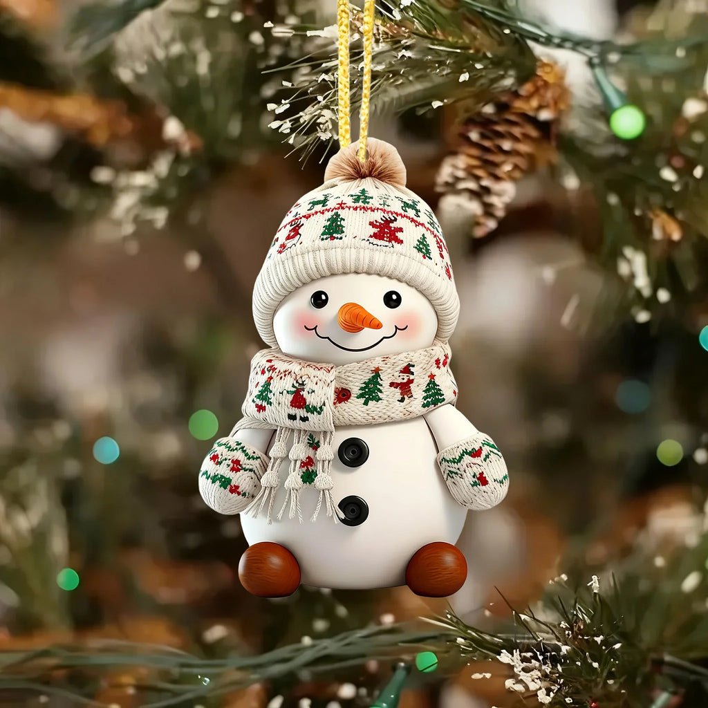 Ceramic Snowman Christmas Tree Ornament Set of 2 - House Of Avana