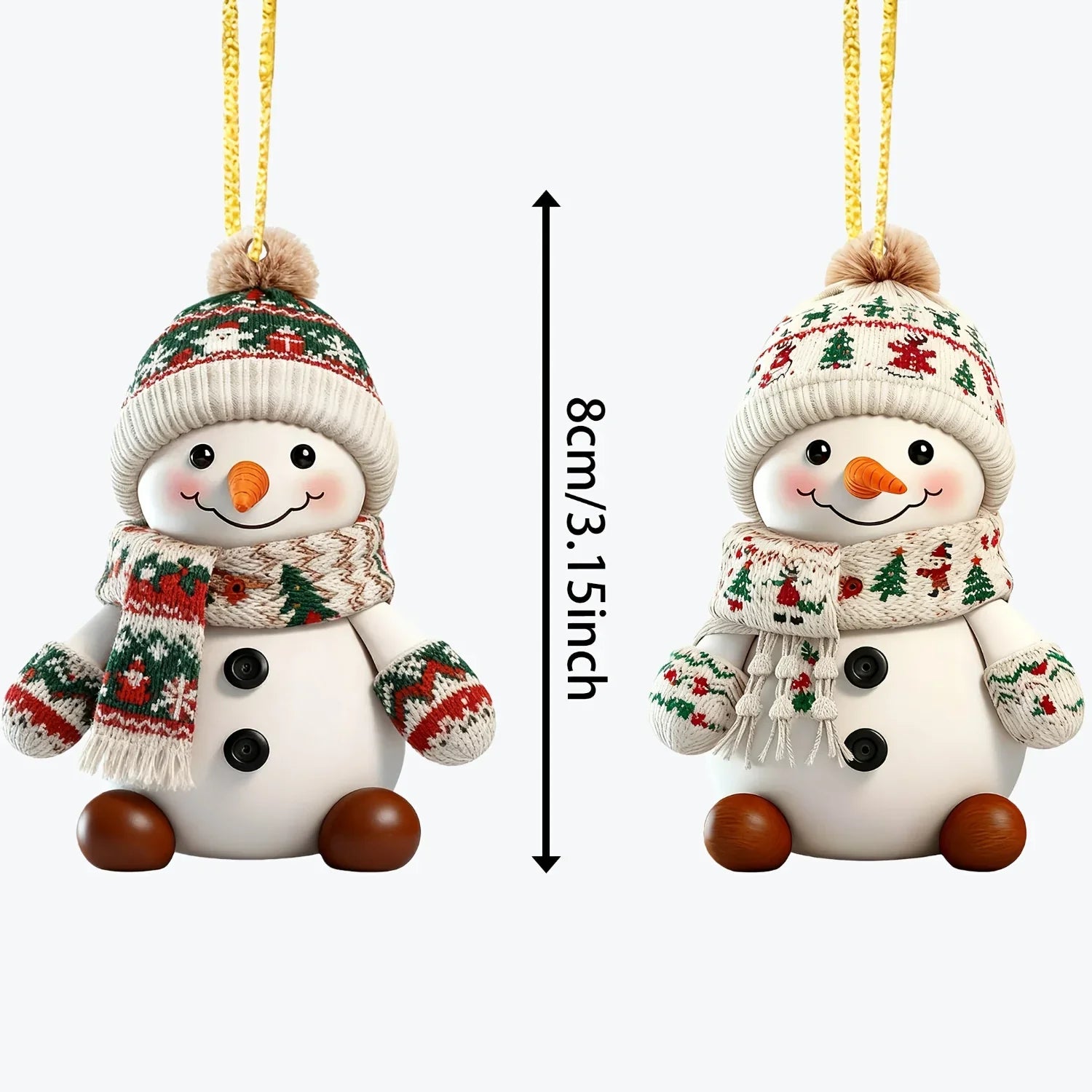 Ceramic Snowman Christmas Tree Ornament Set of 2 - House Of Avana