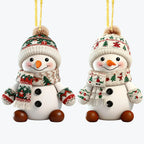 Ceramic Snowman Christmas Tree Ornament Set of 2 - House Of Avana