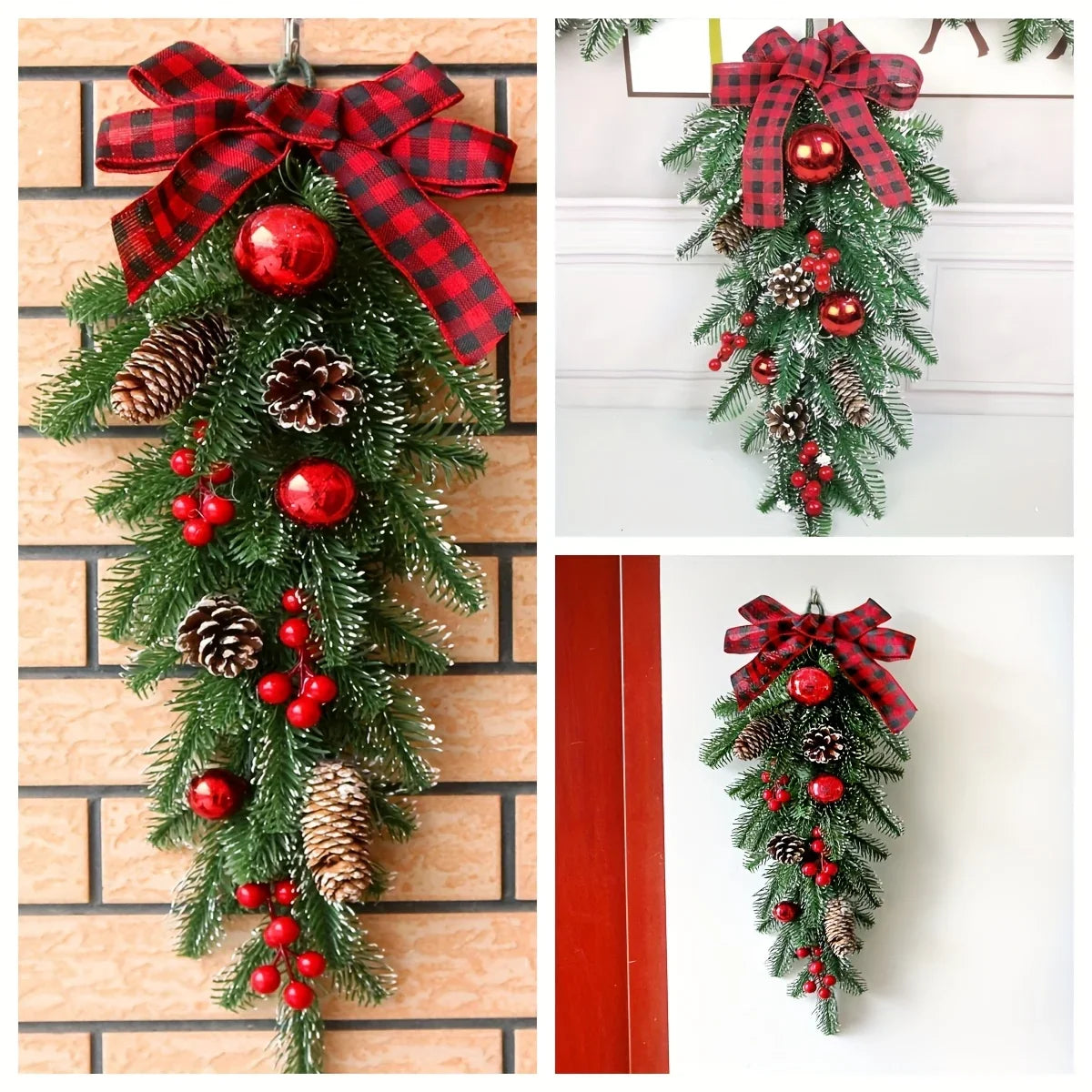 Christmas Wreath Upside-down Tree Christmas Tree Decoration for Window Display, Mall Layout, New Style... - House Of Avana