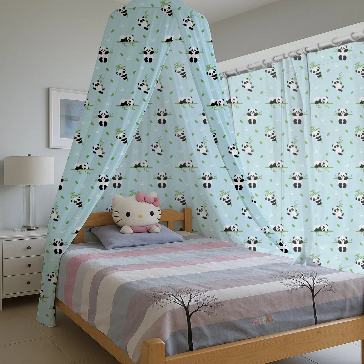 Cute Panda with Bamboo Tree Printed Canopy - House Of Avana