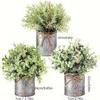 S Potted Artificial Eucalyptus Tree, Galvanized Flower Pot Desktop Center Decoration Suitable for... - House Of Avana