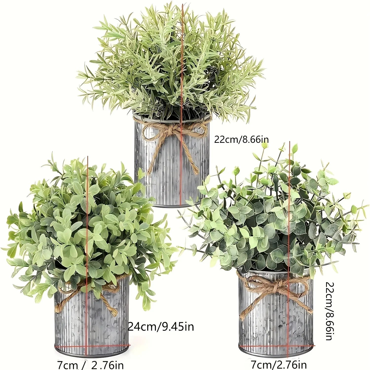 S Potted Artificial Eucalyptus Tree, Galvanized Flower Pot Desktop Center Decoration Suitable for... - House Of Avana