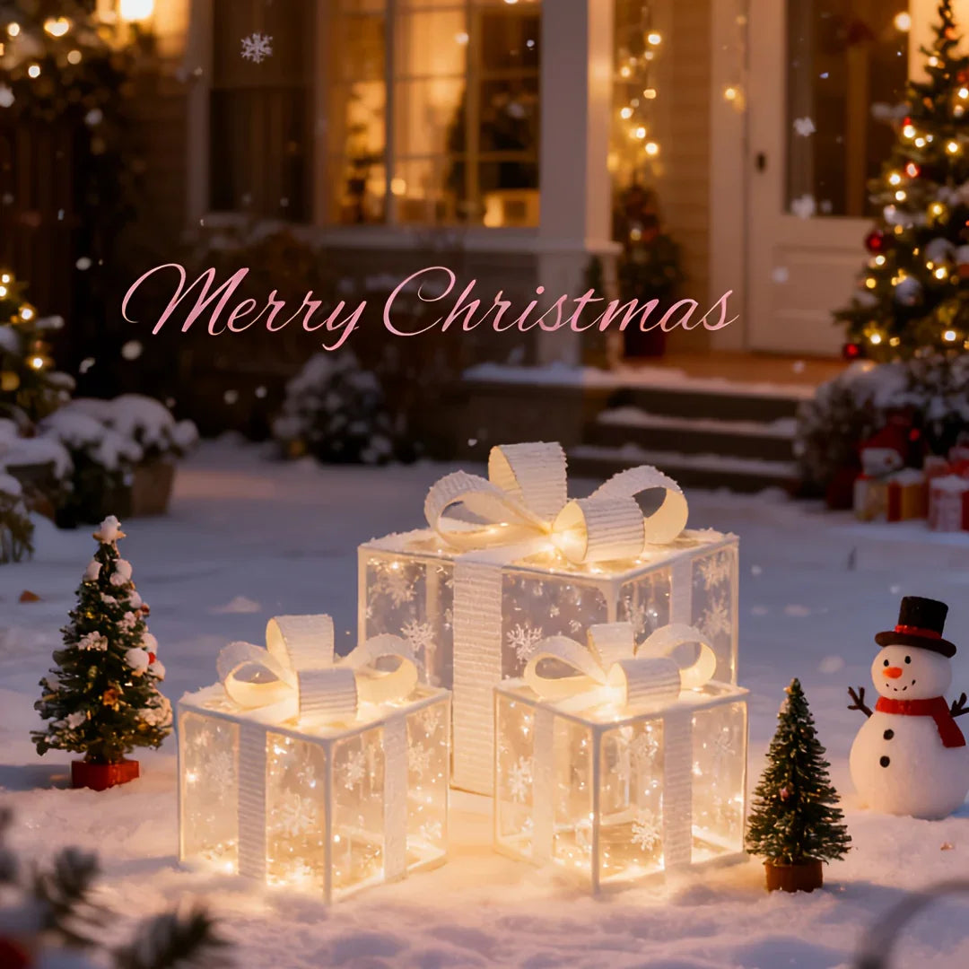 Glass Box Decoration with Warm Glowing Winter Tree Scene - House Of Avana