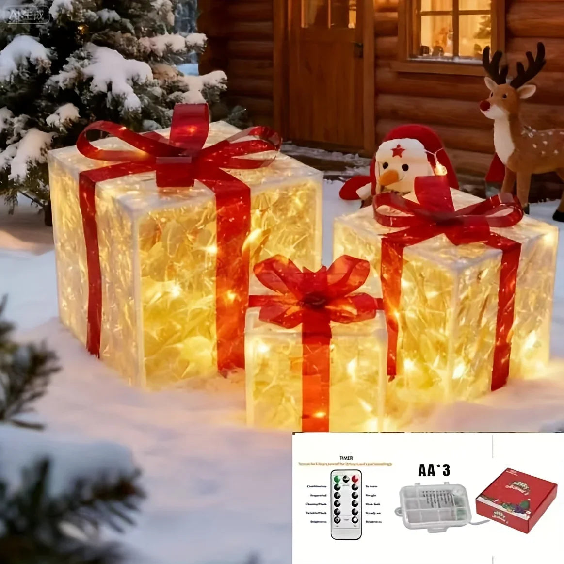 Glass Box Decoration with Warm Glowing Winter Tree Scene - House Of Avana