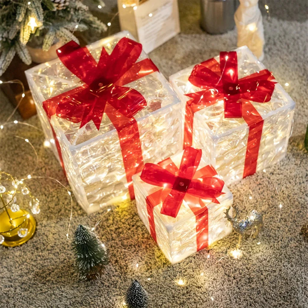 Glass Box Decoration with Warm Glowing Winter Tree Scene - House Of Avana