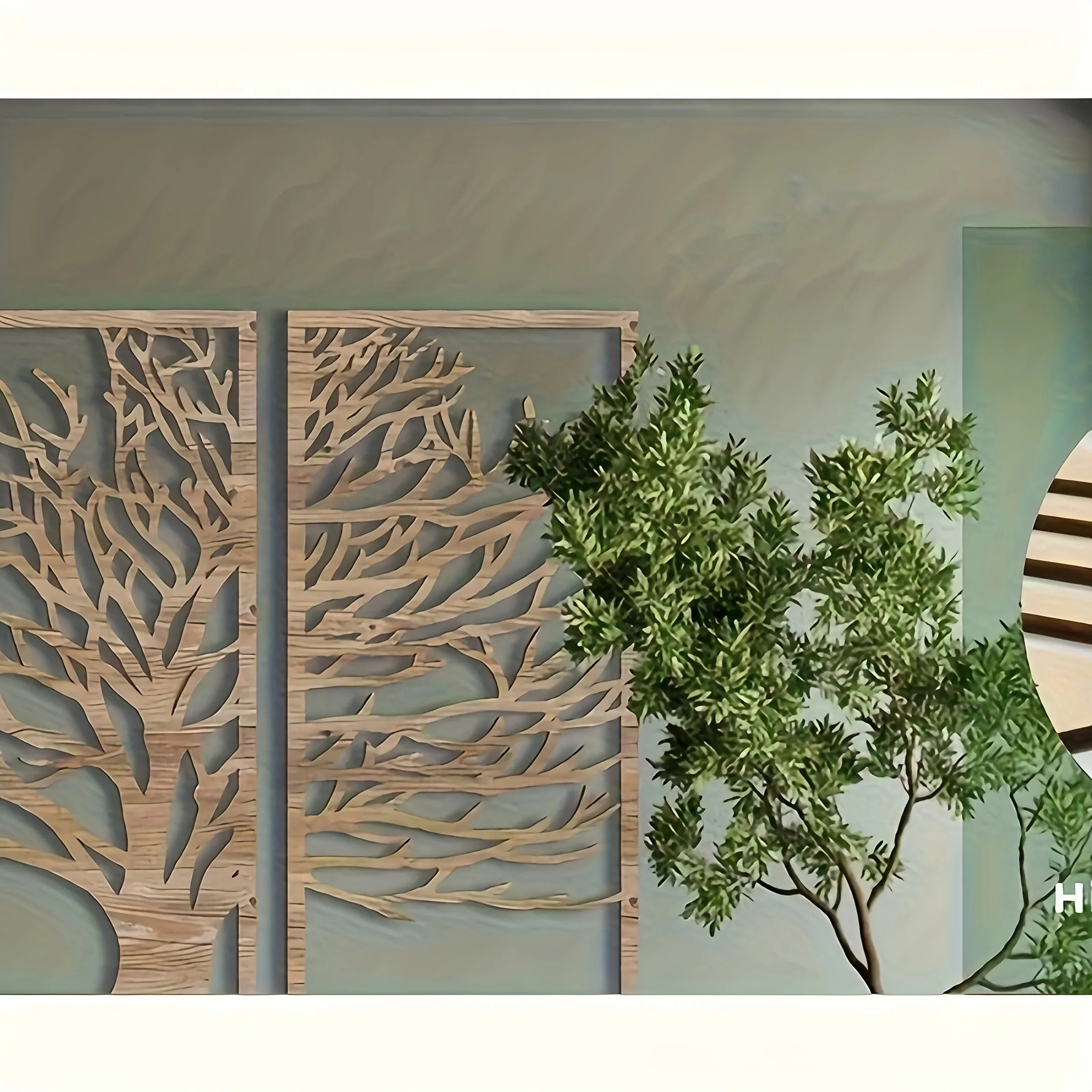 Wall Art - Tree Life Wooden Hanging, back view - House Of Avana