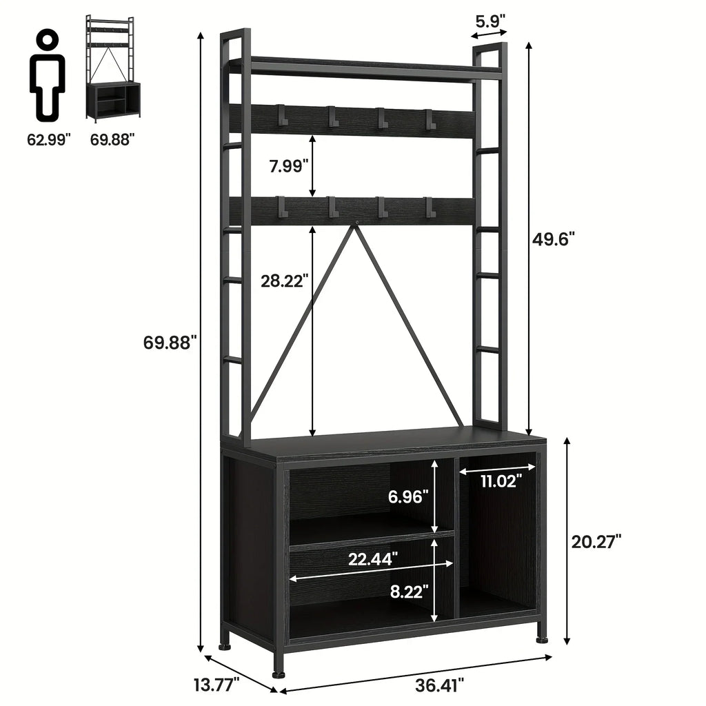 5-in-1 Entryway Hall Tree Organizer with Bench - Heavy-duty Shoe Storage Cabinet, Hooks, Drawers & Top... - House Of Avana