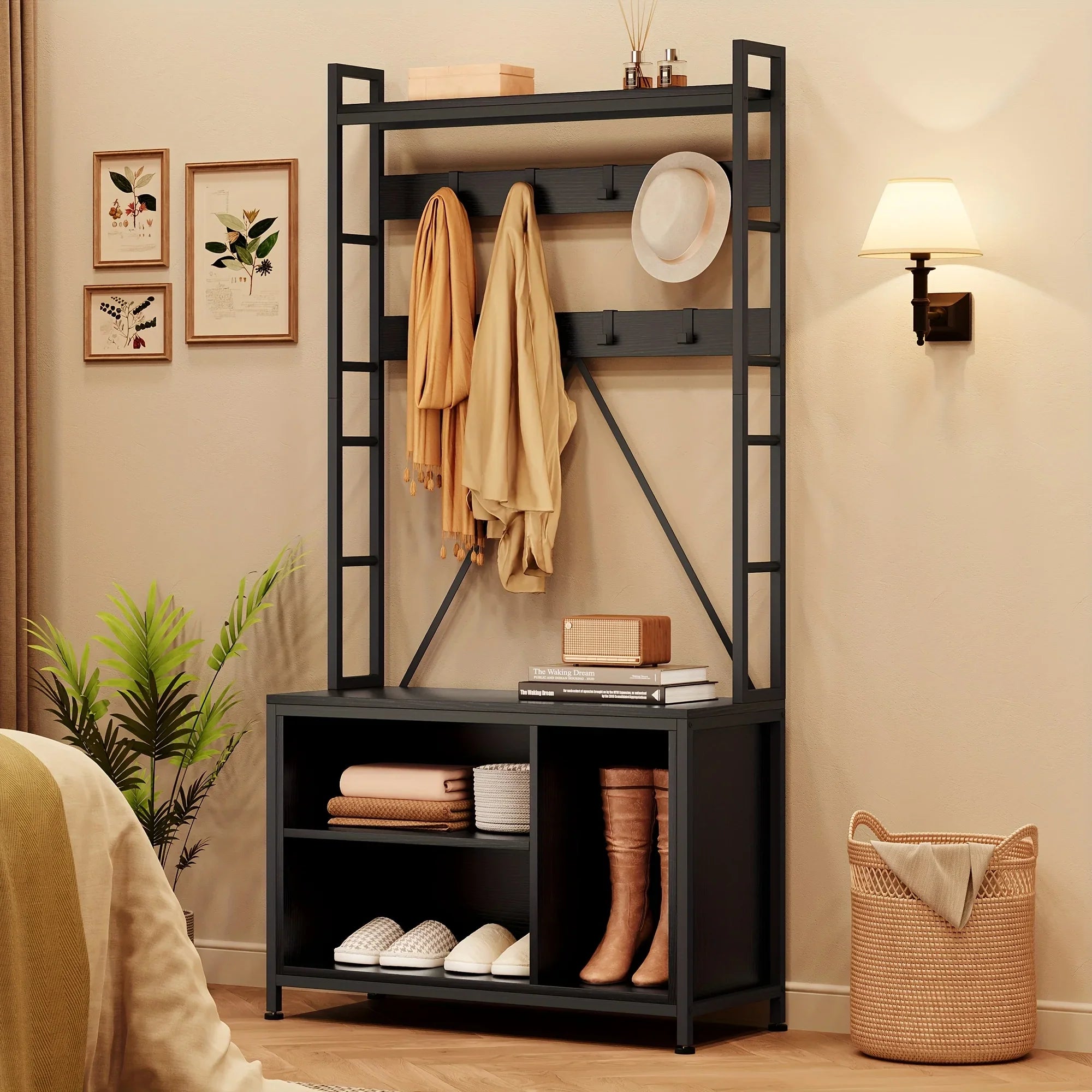 5-in-1 Entryway Hall Tree Organizer with Bench - Heavy-duty Shoe Storage Cabinet, Hooks, Drawers & Top... - House Of Avana