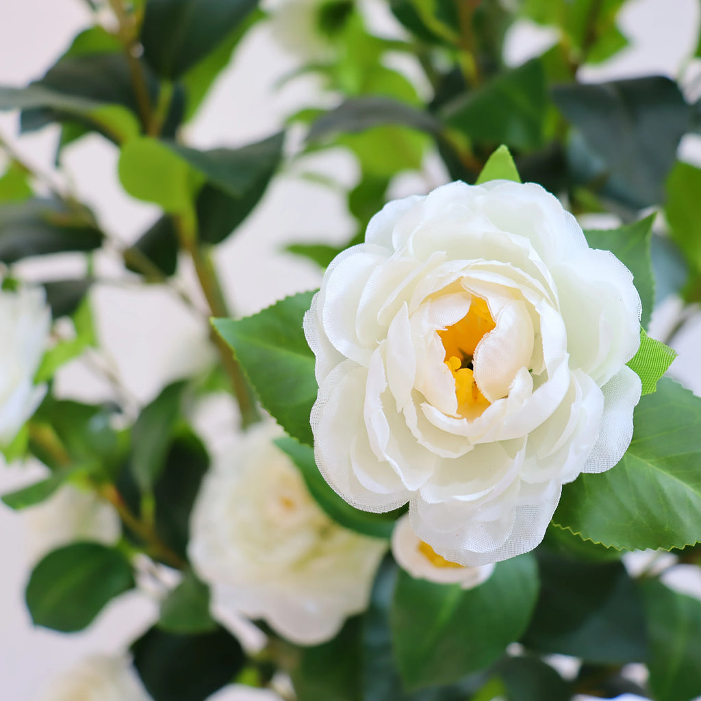 S Artificial Camellia Tree with Realistic Trunk, Leaves, Flowers & Planter - 149.35cm/179.83cm Indoor... - House Of Avana