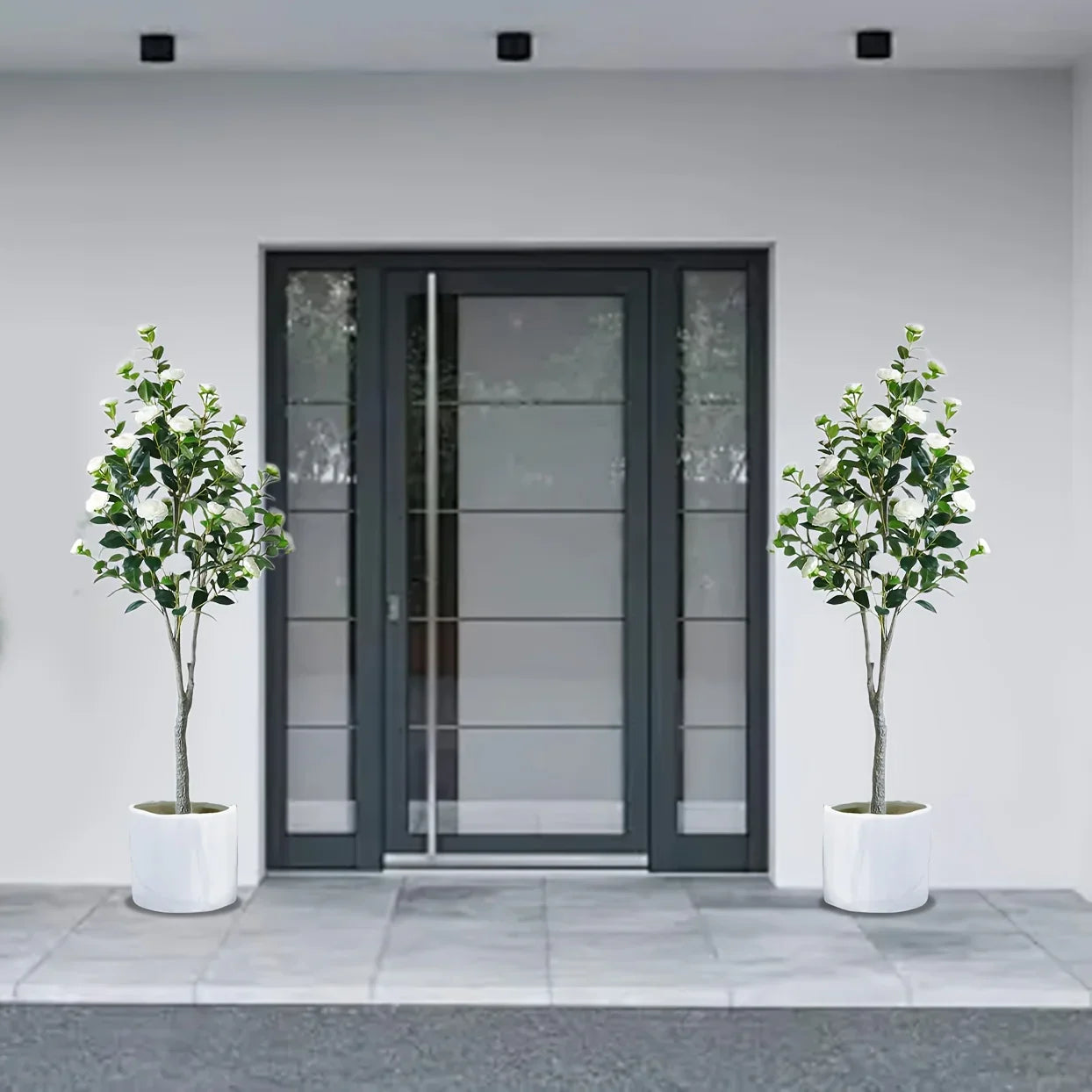 S Artificial Camellia Tree with Realistic Trunk, Leaves, Flowers & Planter - 149.35cm/179.83cm Indoor... - House Of Avana